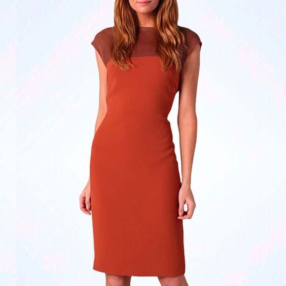 RACHEL Rachel Roy Dresses & Skirts - Rachel Roy Rust Crepe & Leather Sheath Dress Size 2
